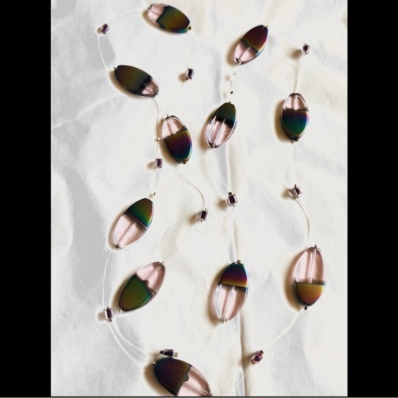 Hand Crafted Lavender Pink Rainbow Glass Illusion Necklace - Picture 12 of 12